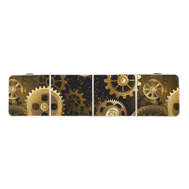 Seamless Steampunk Brass Gears Beer Pong Table (Top)