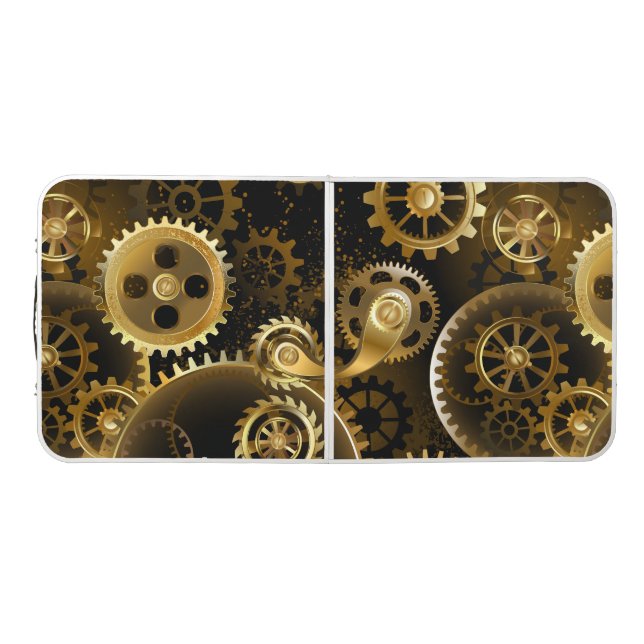 Seamless Steampunk Brass Gears Beer Pong Table (Top)