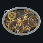 Seamless Steampunk Brass Gears Belt Buckle<br><div class="desc">Seamless,  metal,  brass,  gold gears on rusty dark background. Steampunk style.</div>