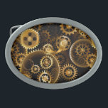 Seamless Steampunk Brass Gears Belt Buckle<br><div class="desc">Seamless, metal, brass, gold gears on rusty dark background. Steampunk style.</div>