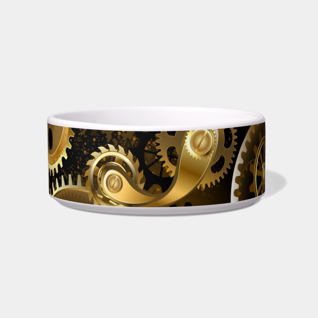 Seamless Steampunk Brass Gears Bowl (Front)