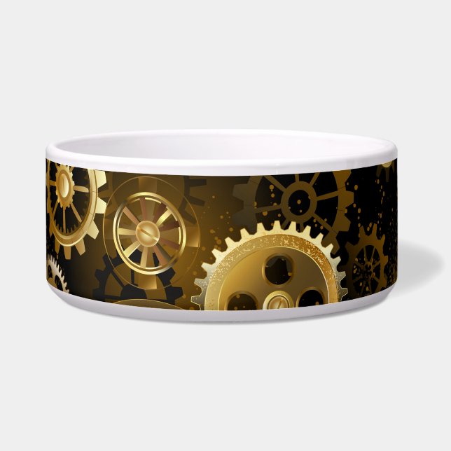 Seamless Steampunk Brass Gears Bowl (Front)