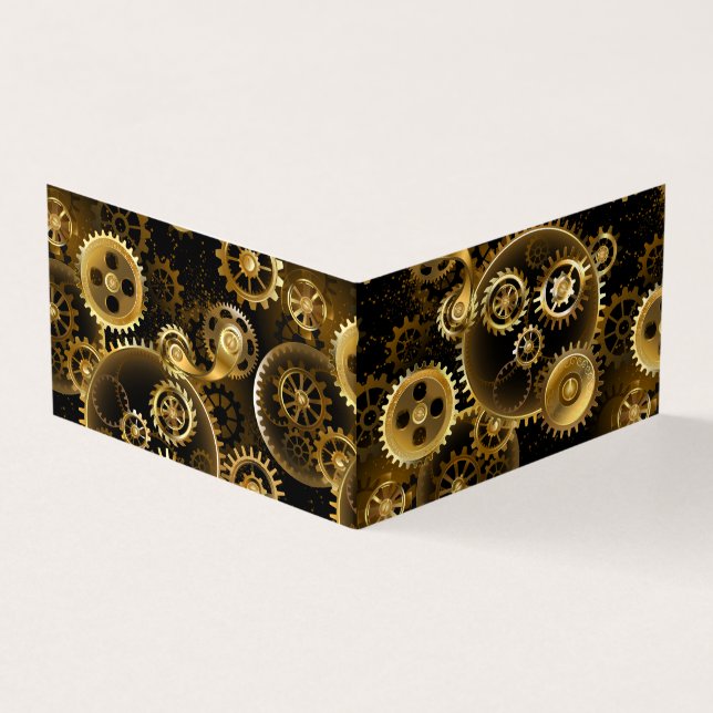 Seamless Steampunk Brass Gears Business Card (Outside)
