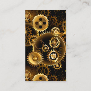 Seamless Steampunk Brass Gears Business Card