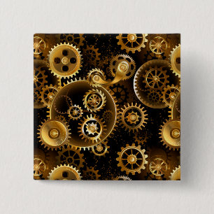 Seamless Steampunk Brass Gears Button