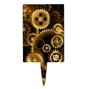 Seamless Steampunk Brass Gears Cake Topper