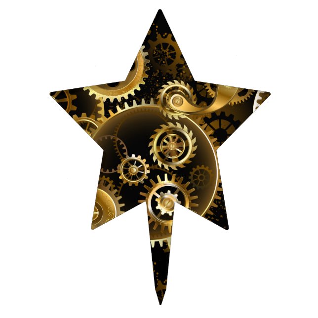 Seamless Steampunk Brass Gears Cake Topper (Front)