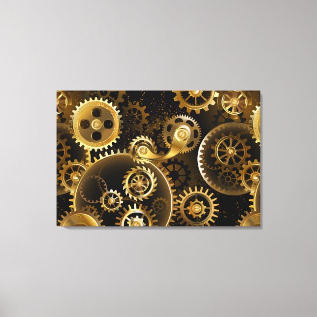 Seamless Steampunk Brass Gears Canvas Print (Front)