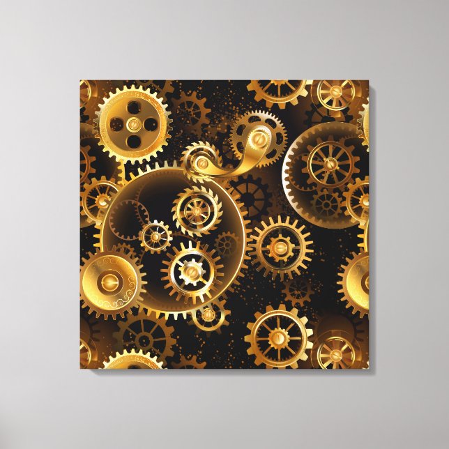Seamless Steampunk Brass Gears Canvas Print (Front)