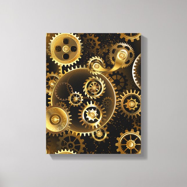 Seamless Steampunk Brass Gears Canvas Print (Front)