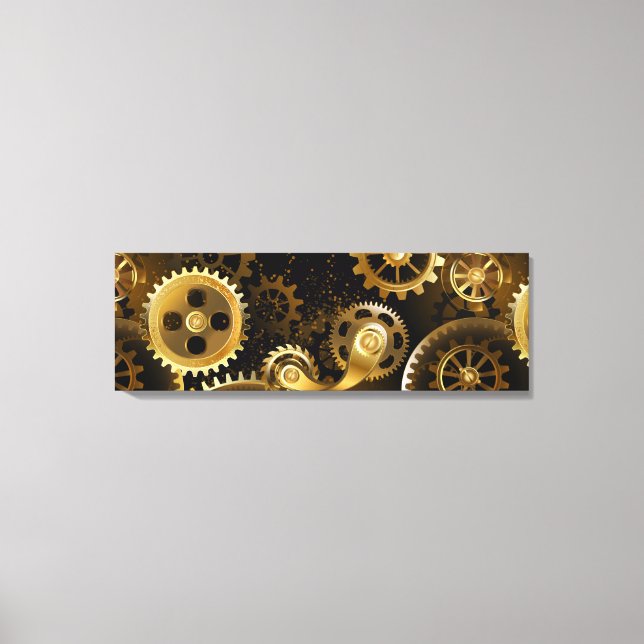 Seamless Steampunk Brass Gears Canvas Print (Front)