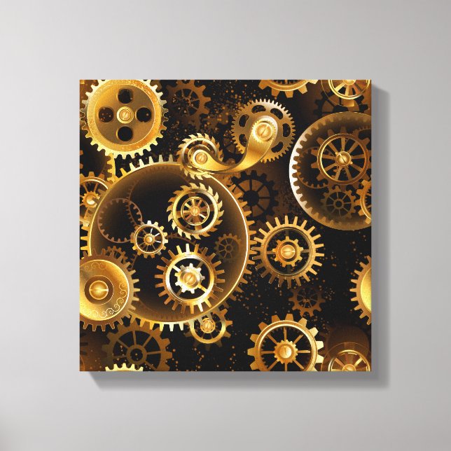 Seamless Steampunk Brass Gears Canvas Print (Front)