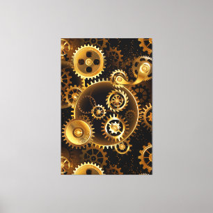 Seamless Steampunk Brass Gears Canvas Print