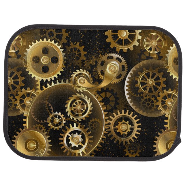 Seamless Steampunk Brass Gears Car Floor Mat (Rear)