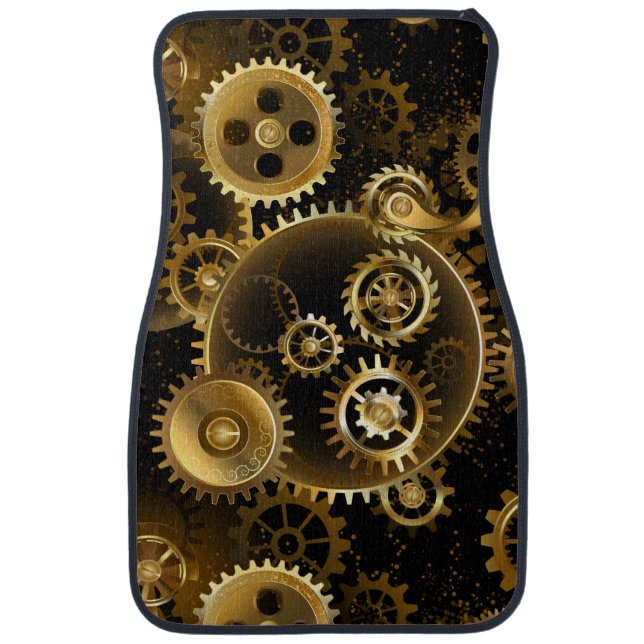 Seamless Steampunk Brass Gears Car Floor Mat (Front)