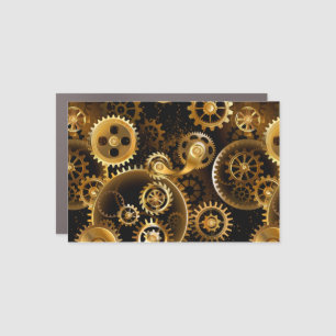 Seamless Steampunk Brass Gears Car Magnet