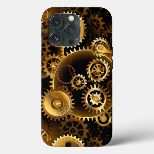 Seamless Steampunk Brass Gears iPhone 13 Pro Case
