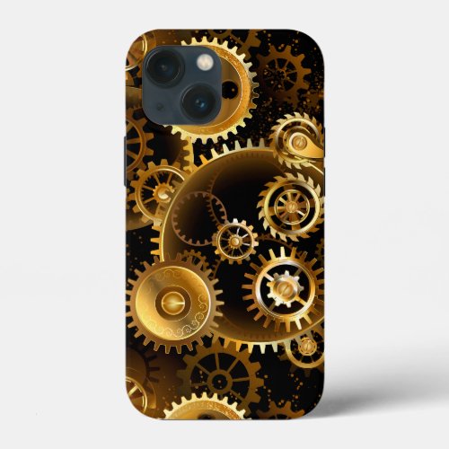 Seamless Steampunk Brass Gears iPhone 13 Mini Case