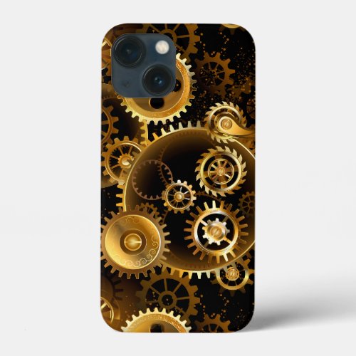 Seamless Steampunk Brass Gears iPhone 13 Mini Case