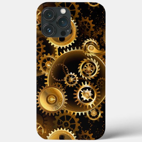 Seamless Steampunk Brass Gears iPhone 13 Pro Max Case