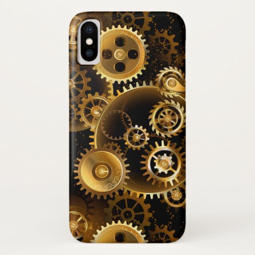 Seamless Steampunk Brass Gears iPhone X Case