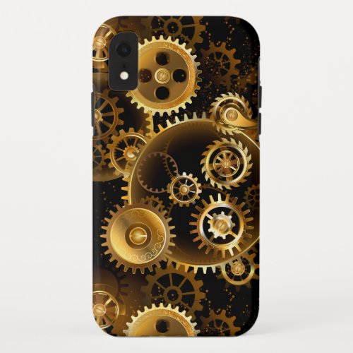 Seamless Steampunk Brass Gears iPhone XR Case