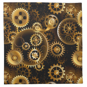 Seamless Steampunk Brass Gears Cloth Napkin