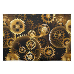 Seamless Steampunk Brass Gears Cloth Placemat