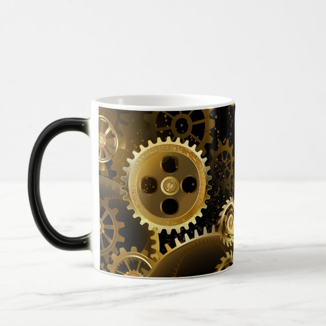 Seamless Steampunk Brass Gears Color Morph Mug (Left)