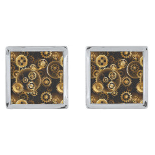 Seamless Steampunk Brass Gears Cufflinks