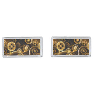 Seamless Steampunk Brass Gears Cufflinks