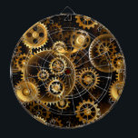 Seamless Steampunk Brass Gears Dart Board<br><div class="desc">Seamless,  metal,  brass,  gold gears on rusty dark background. Steampunk style.</div>