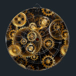 Seamless Steampunk Brass Gears Dart Board<br><div class="desc">Seamless,  metal,  brass,  gold gears on rusty dark background. Steampunk style.</div>