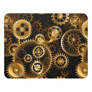 Seamless Steampunk Brass Gears Door Sign