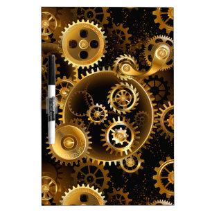 Seamless Steampunk Brass Gears Dry Erase Board
