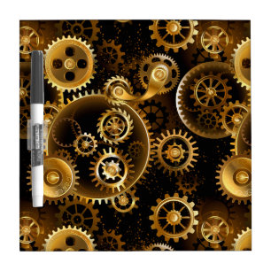 Seamless Steampunk Brass Gears Dry Erase Board