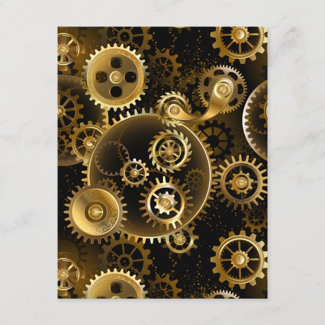 Seamless Steampunk Brass Gears Enclosure Card (Front)