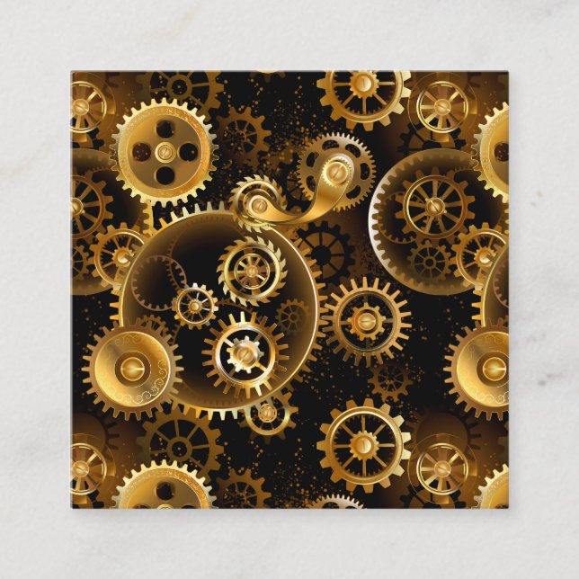 Seamless Steampunk Brass Gears Enclosure Card (Front)