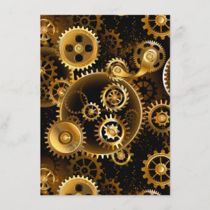 Seamless Steampunk Brass Gears Enclosure Card