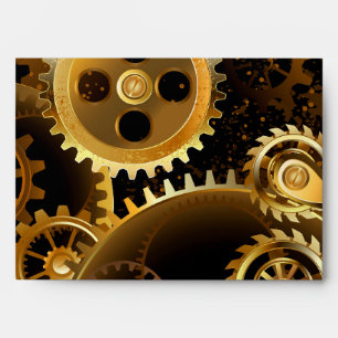 Seamless Steampunk Brass Gears Envelope