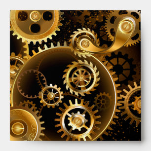 Seamless Steampunk Brass Gears Envelope