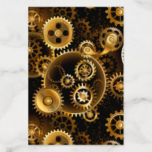 Seamless Steampunk Brass Gears Envelope Liner