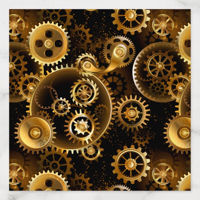 Seamless Steampunk Brass Gears Envelope Liner (Design)