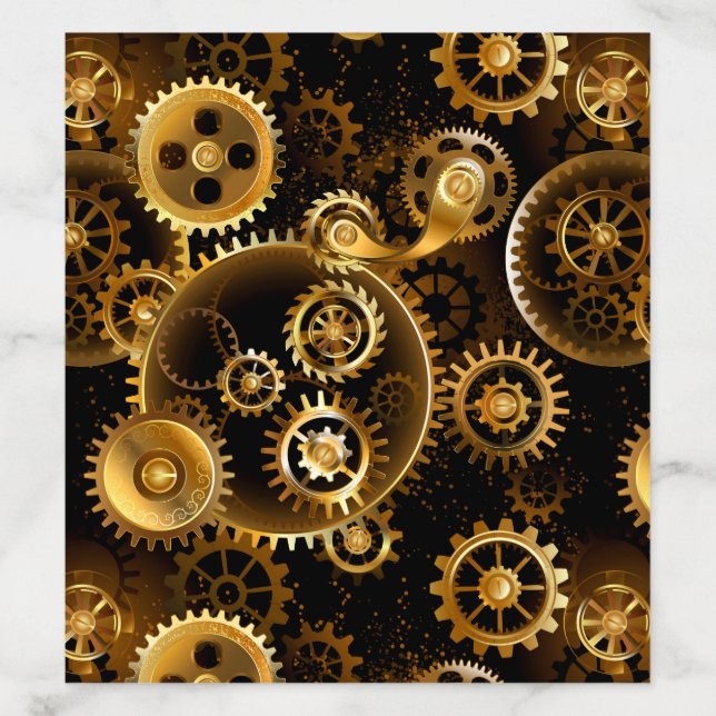 Seamless Steampunk Brass Gears Envelope Liner (Design)