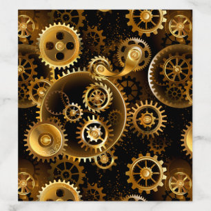 Seamless Steampunk Brass Gears Envelope Liner