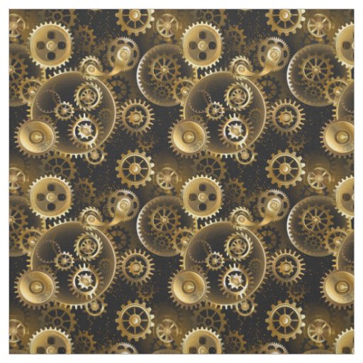 Seamless Steampunk Brass Gears Fabric