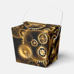 Seamless Steampunk Brass Gears Favor Boxes