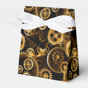 Seamless Steampunk Brass Gears Favor Boxes