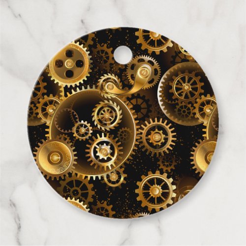 Seamless Steampunk Brass Gears Favor Tags