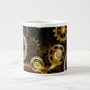 Seamless Steampunk Brass Gears Giant Coffee Mug